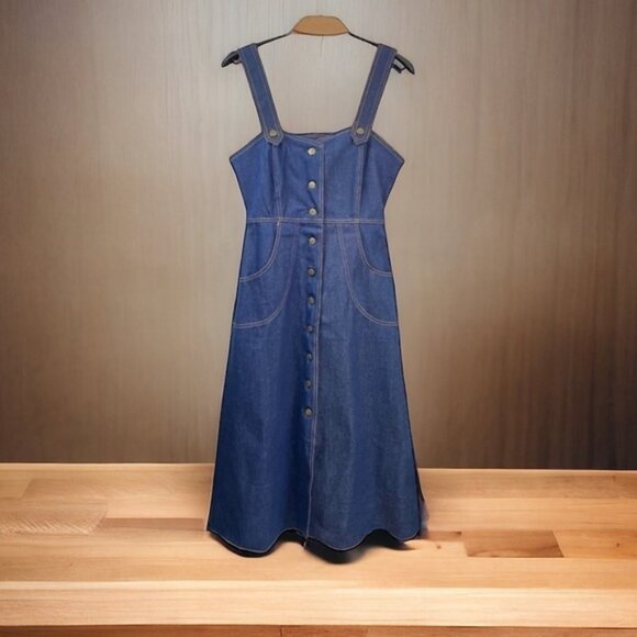 VTG RARE Kumar Brothers of Manchester Dark Denim Denim Dress Size 11/12 (US M) - Picture 1 of 6